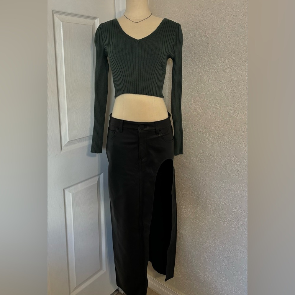 GRLFRND! Leather Blanca Skirt in Black size 26